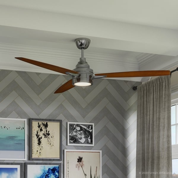 Luxury Mid Century Modern Indoor Ceiling Fan, 13.1"H x 60"W, with